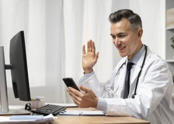 doctor offering medical teleconsultation